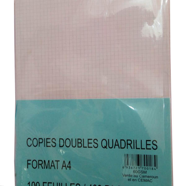 Copie Double Quadrillée A4 100 Feuilles/400 Pages